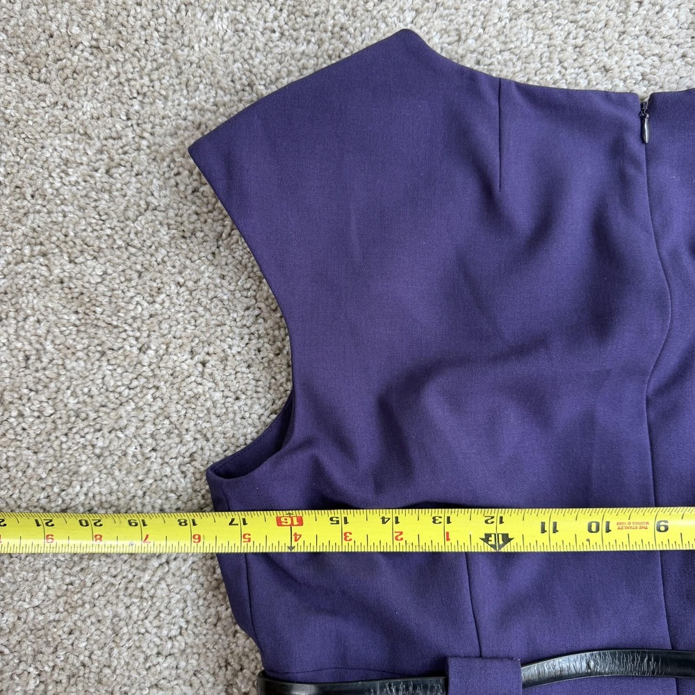 Calvin Klein Dress Womens 10 Purple Cap Sleeve Sheath Knee Length Belted Office - Picture 5 of 8